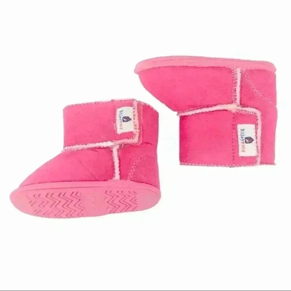 RILEYROOS BOOTS BABY 3-6 MONTHS CATERS IN HOT PINK SUEDE COZY WALKERS